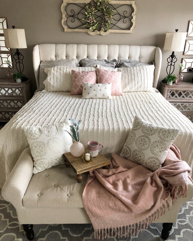 Cozy bed with pillows