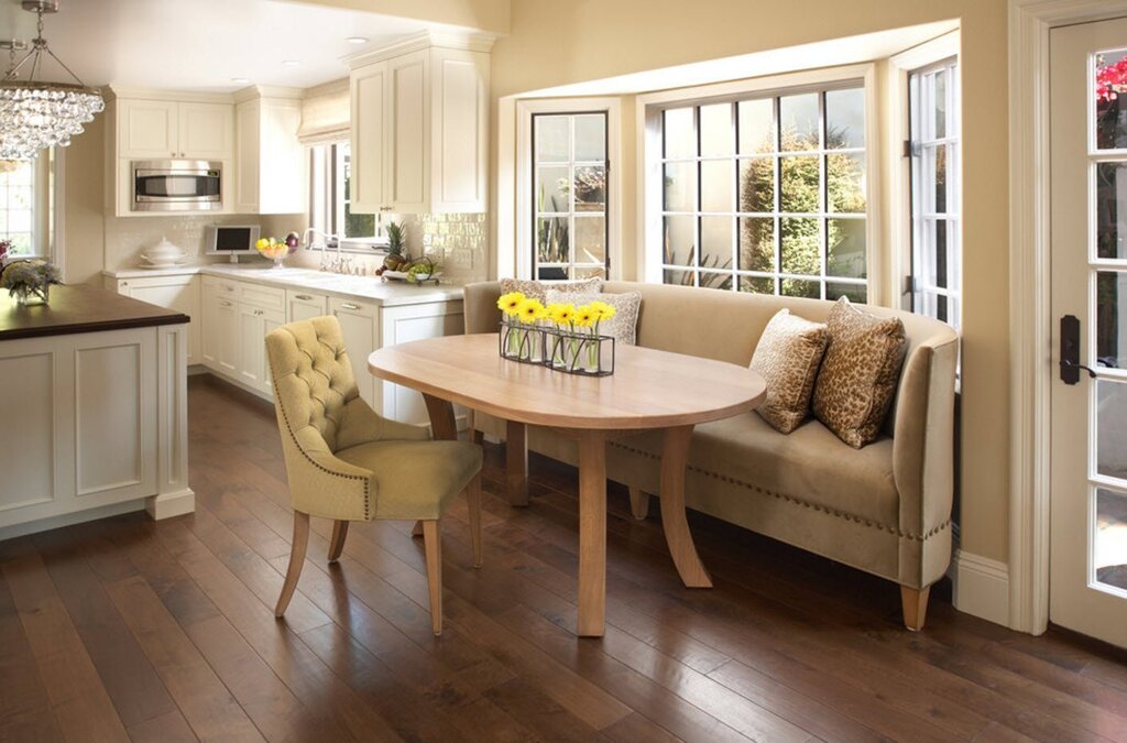 Cozy kitchen with a sofa