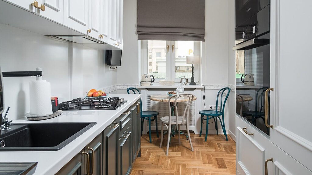 Narrow rectangular kitchen