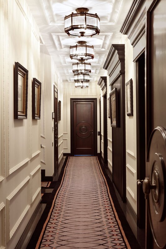 A narrow hallway in a private house