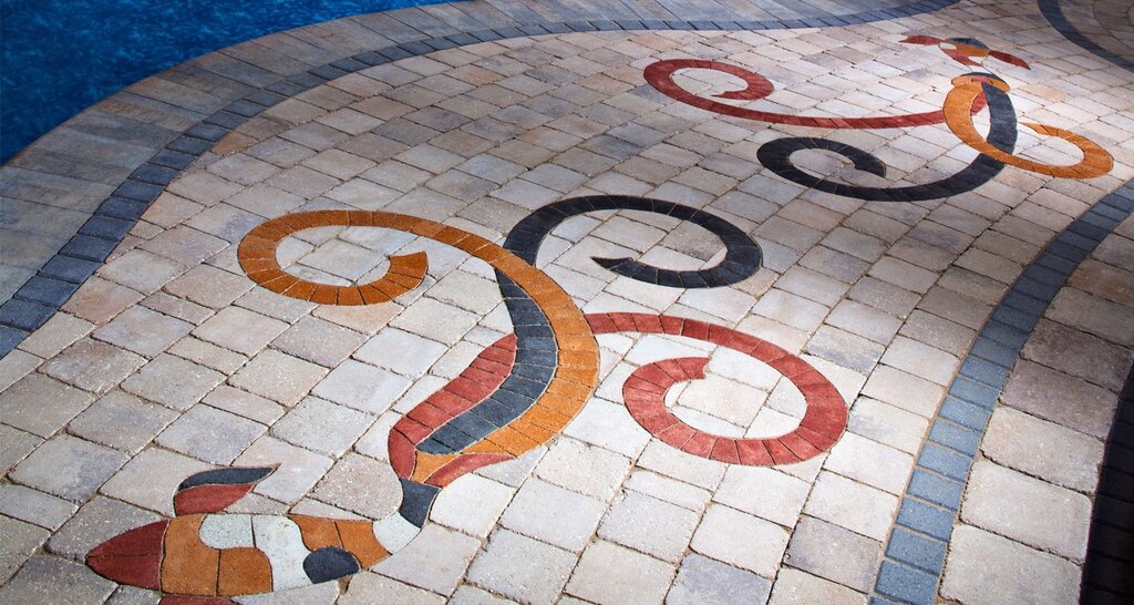 Patterns made of paving tiles