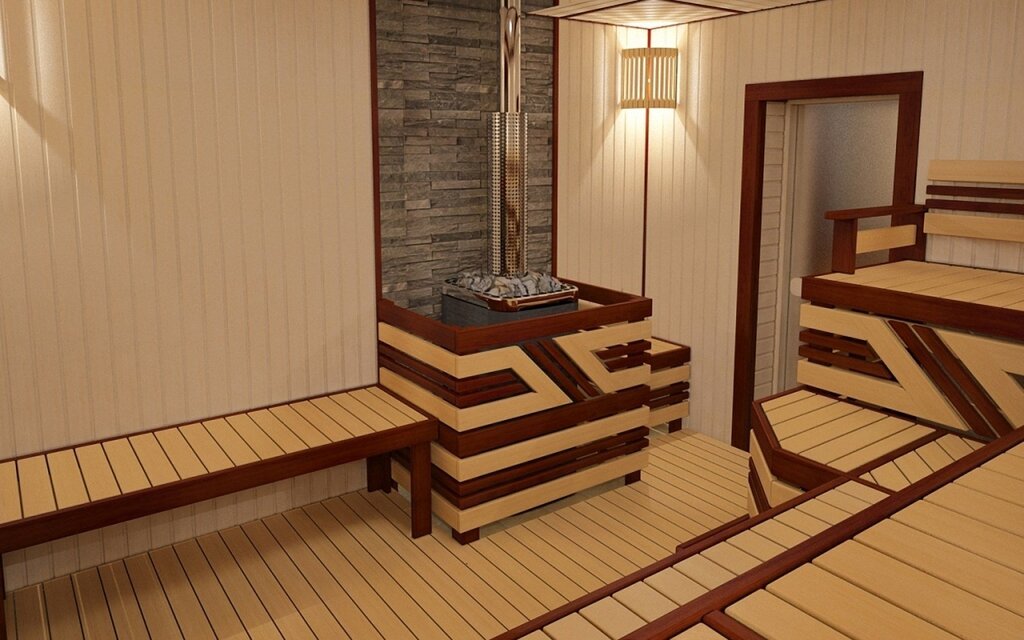 Abachi paneling for the sauna