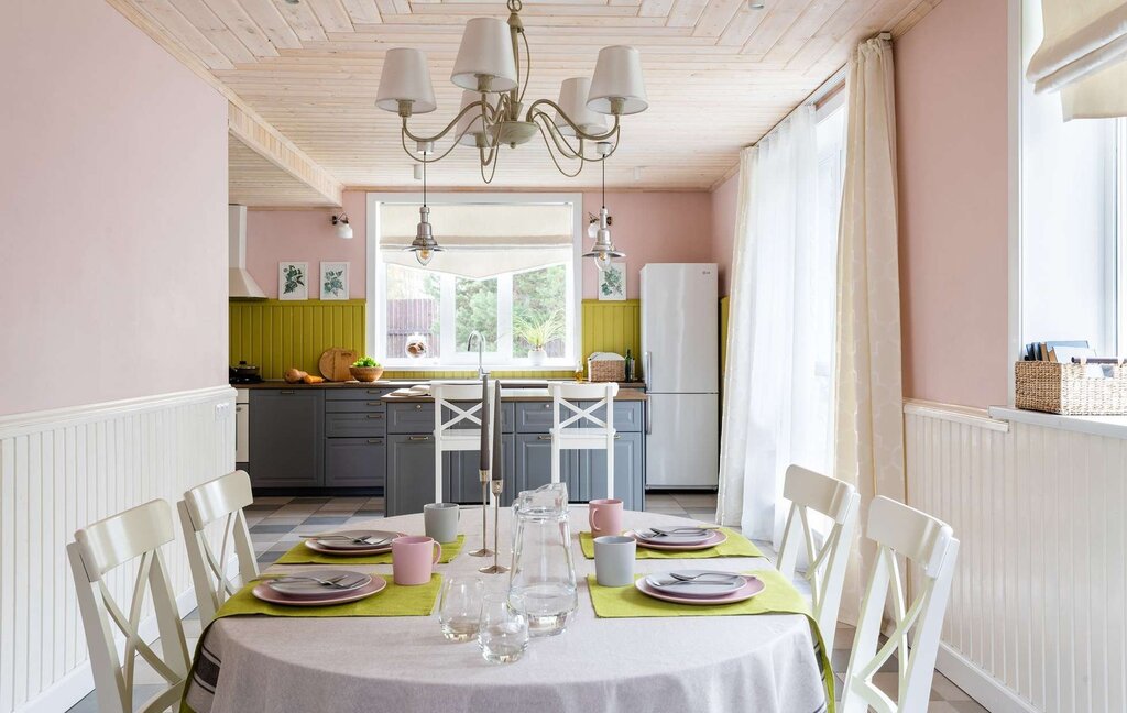 Painted paneling in the kitchen