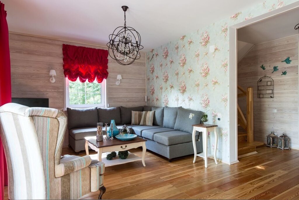 Wall paneling in the living room interior