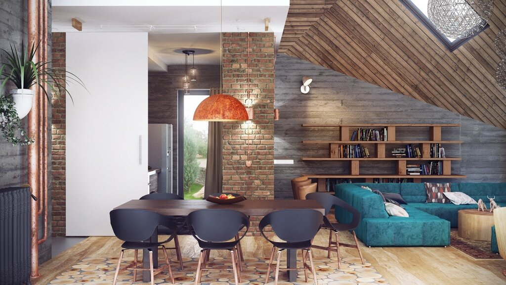 Wall paneling in loft style 32 фото