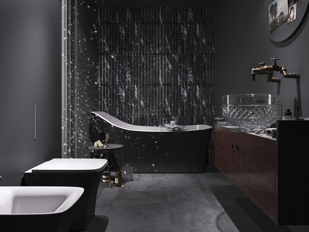 A black bathtub