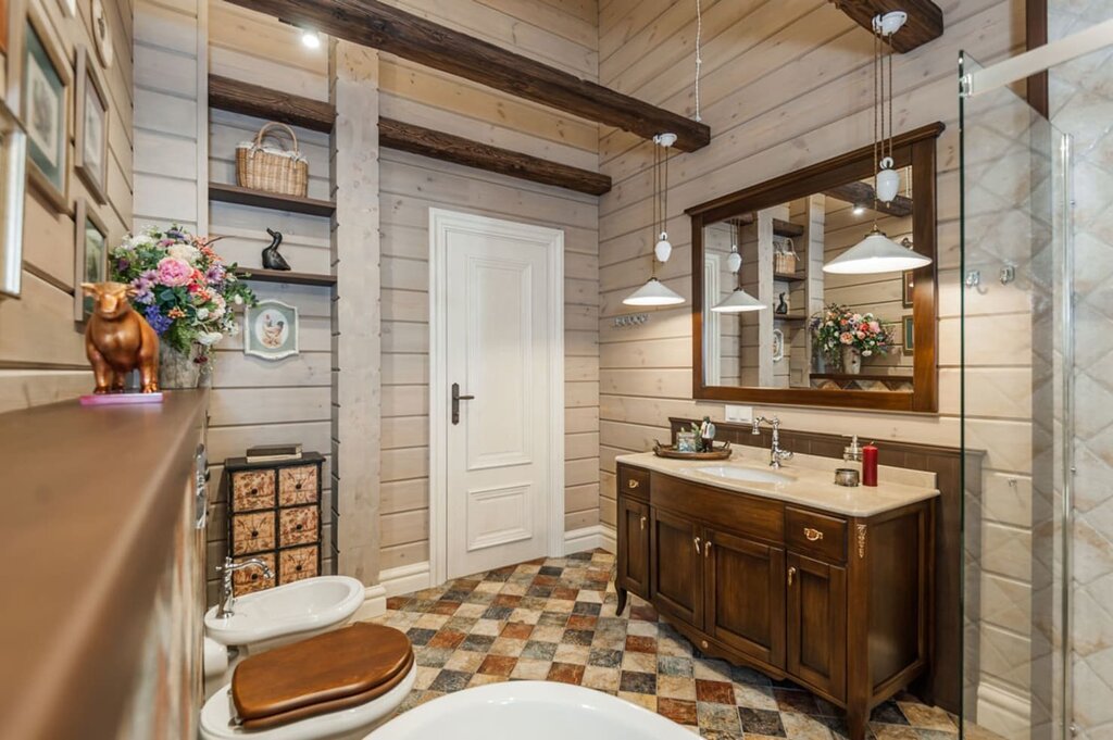 A rustic style bathroom