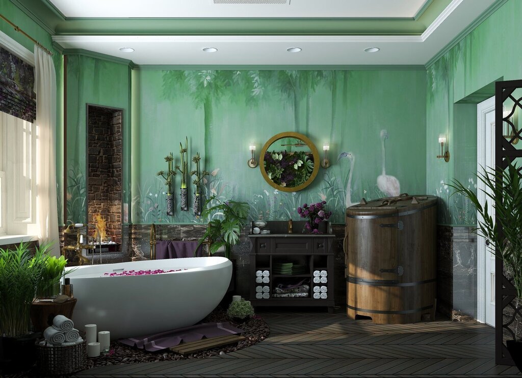 A bathtub in emerald color