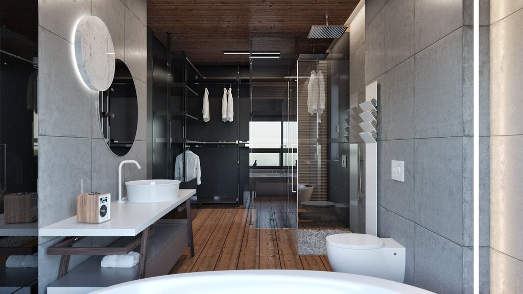 Loft-style bathroom