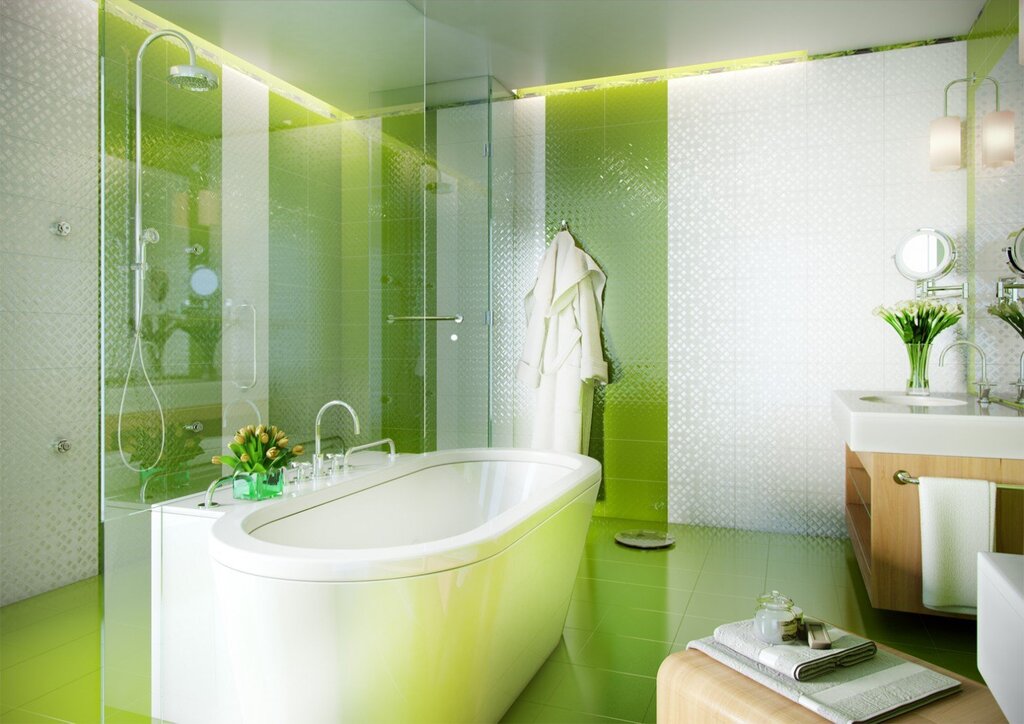 Bathtub in green color 25 фото