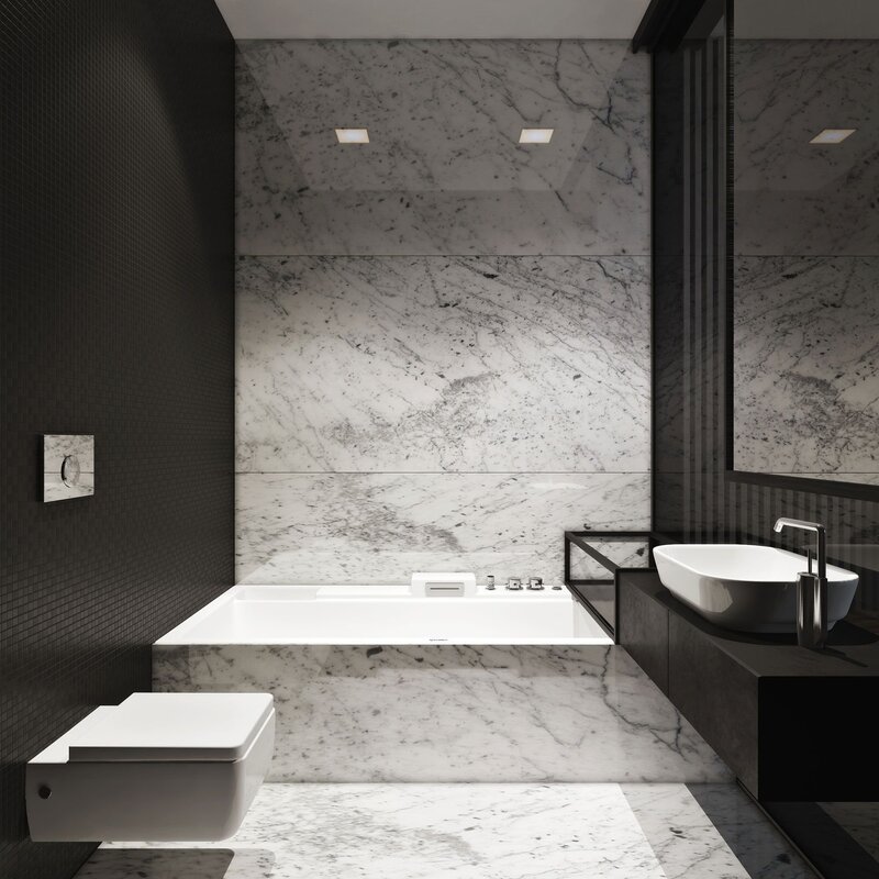 Bathroom black and white marble