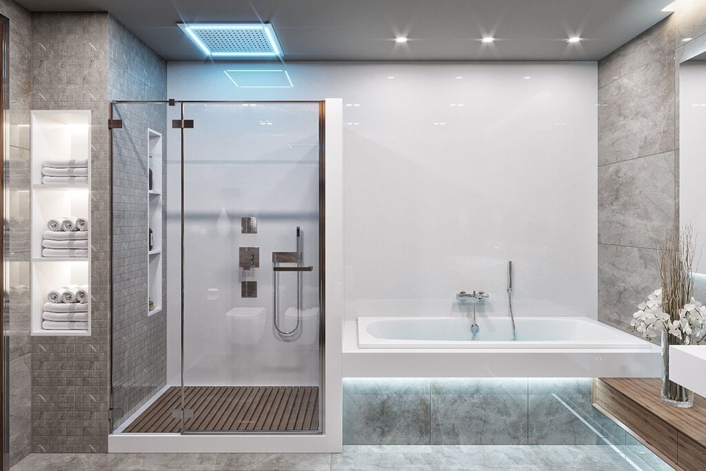 Bathroom and shower in one room