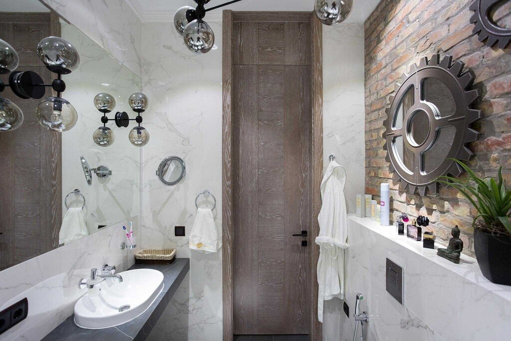 Bathroom and toilet in loft style