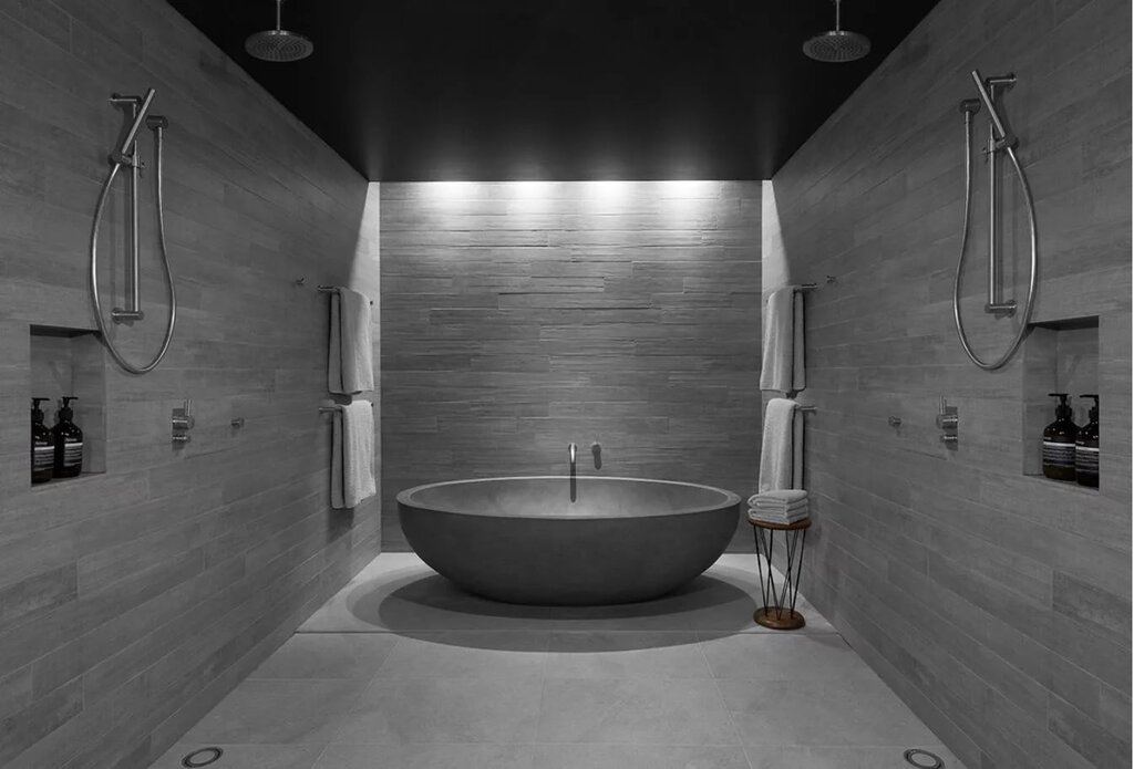 Bathroom with concrete walls