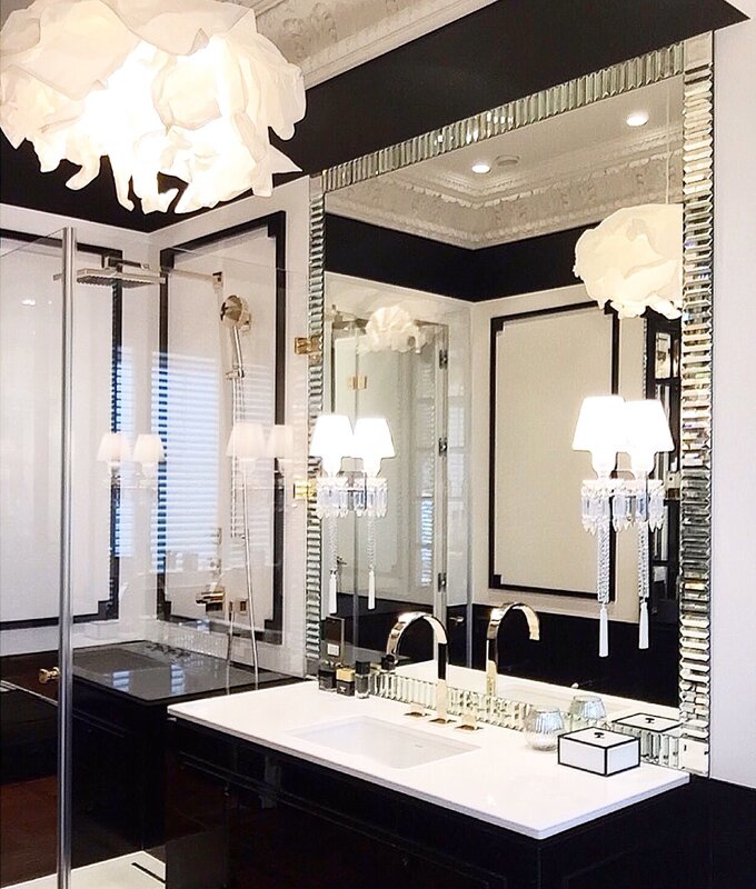 Bathroom with a large mirror