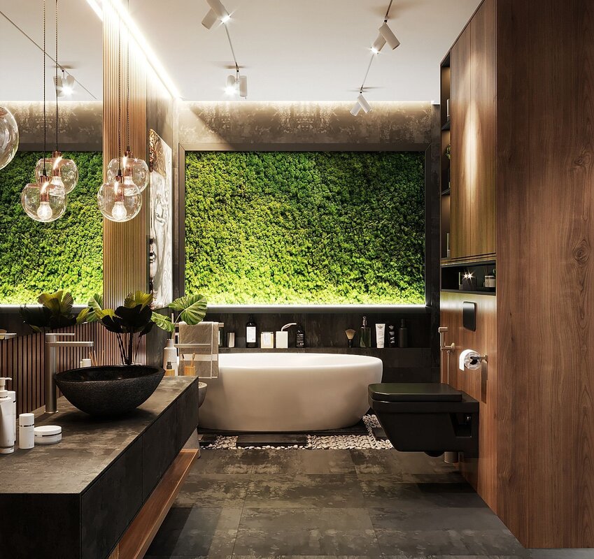 Bathroom with greenery