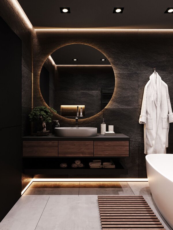 The bathroom in black color