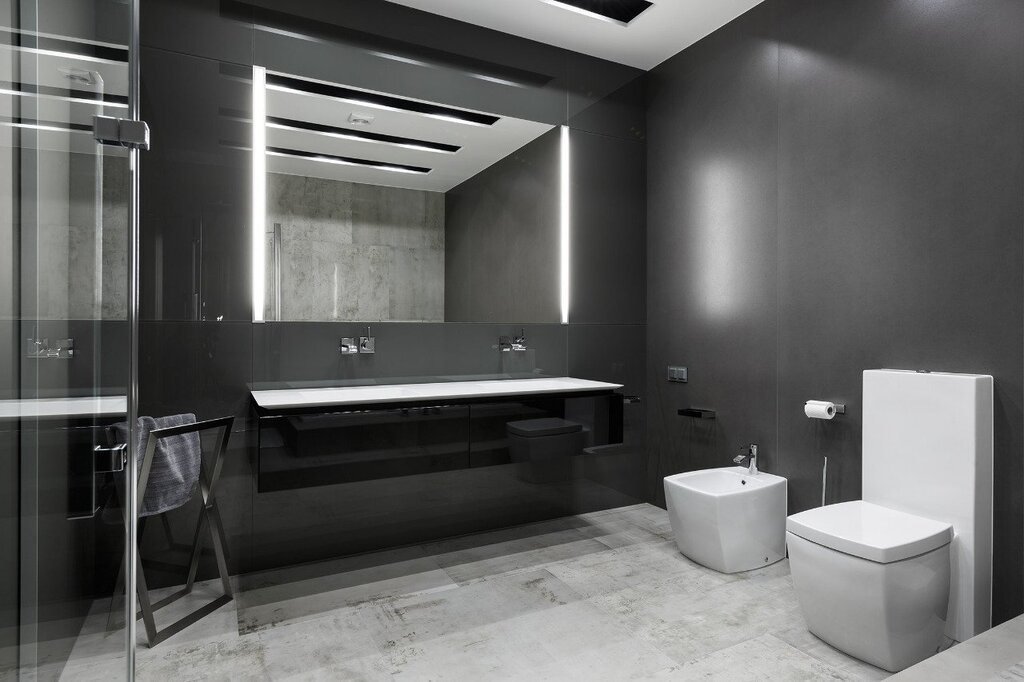 The bathroom in graphite color