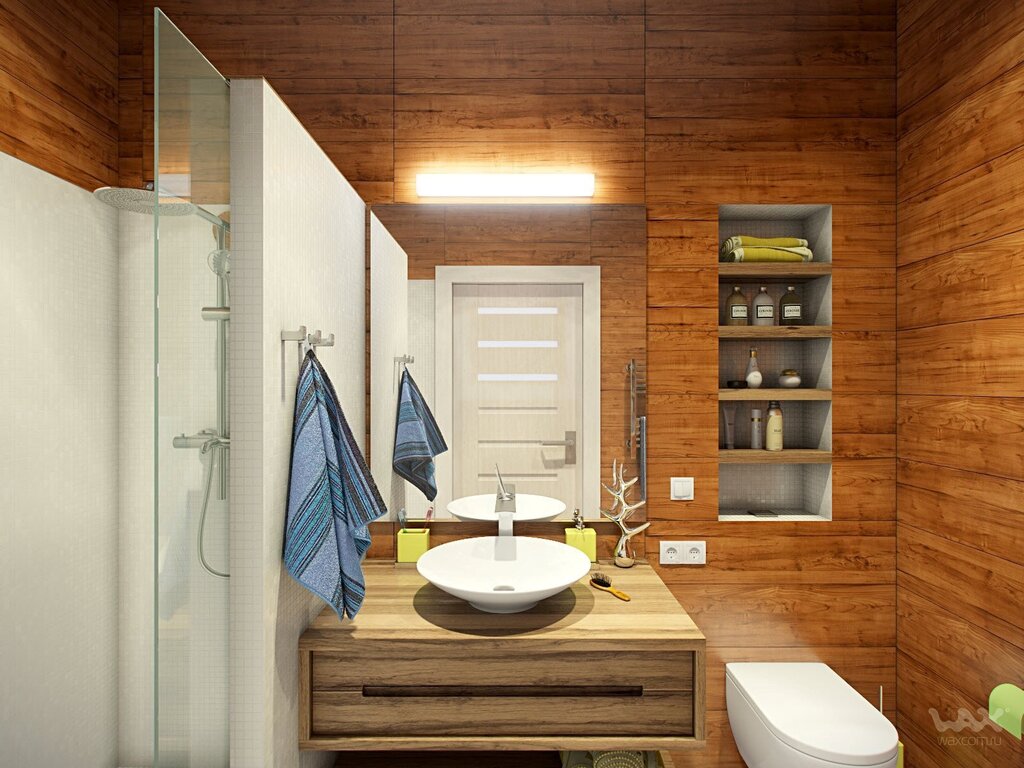 Bathroom with clapboard