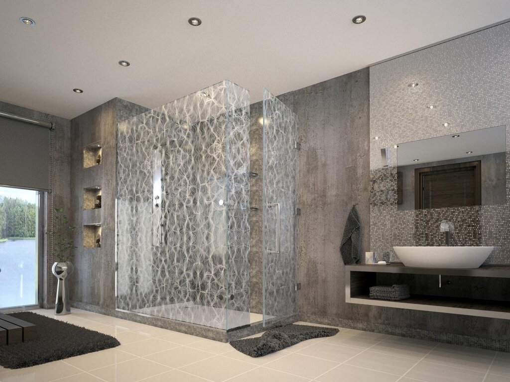 Bathroom with a rain shower