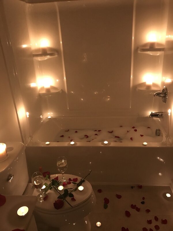 A bath with candles