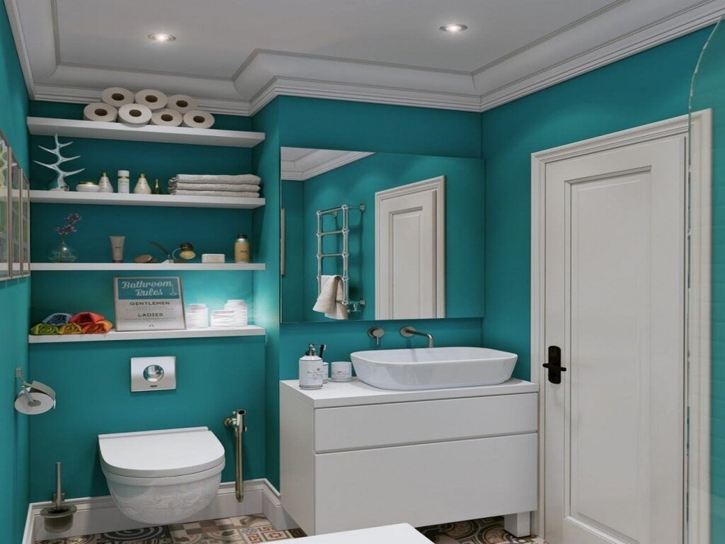 Seafoam green bathroom