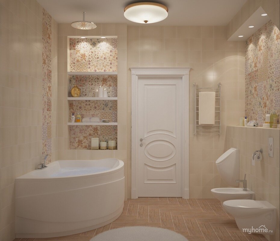 A bathroom in beige color