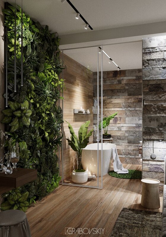 A bathroom in a natural style