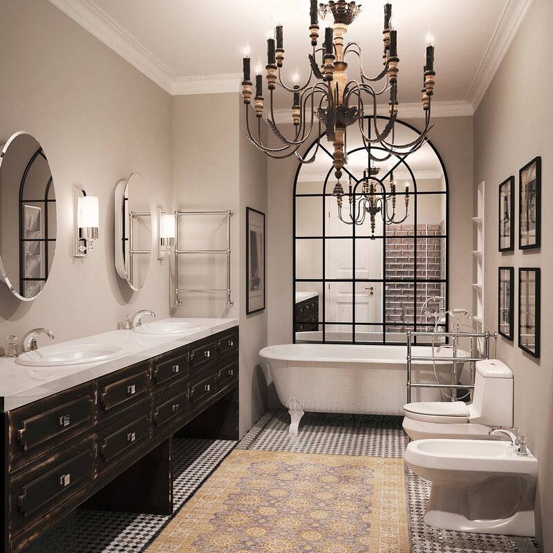 Bathroom in American classic style