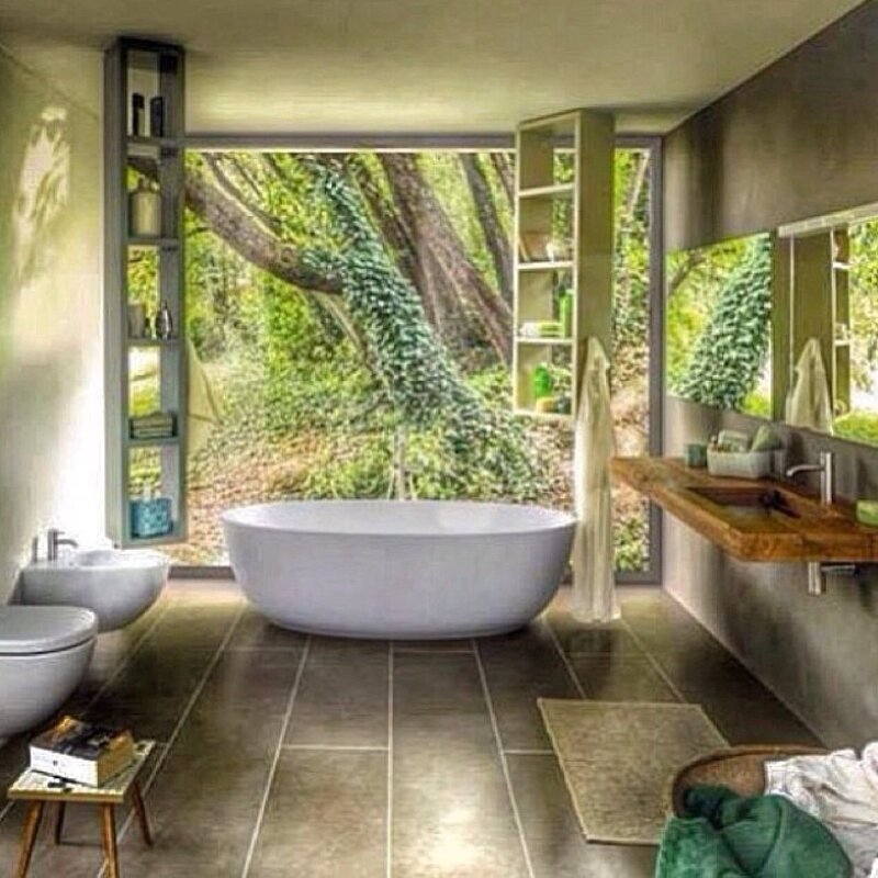 A jungle-style bathroom