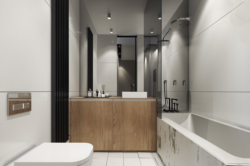 A contemporary-style bathroom