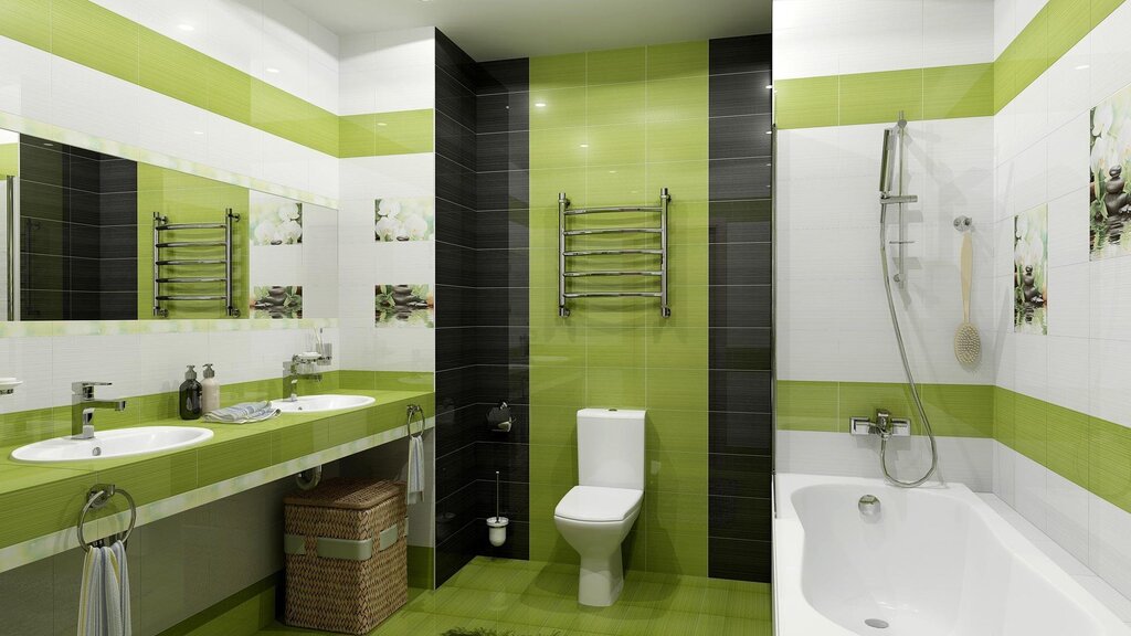 The bathroom in green tones