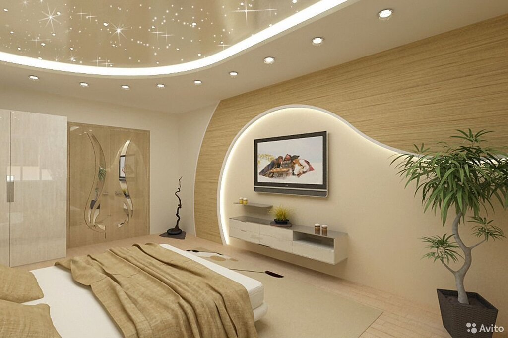 Options for stretch ceilings for the bedroom 26 фото