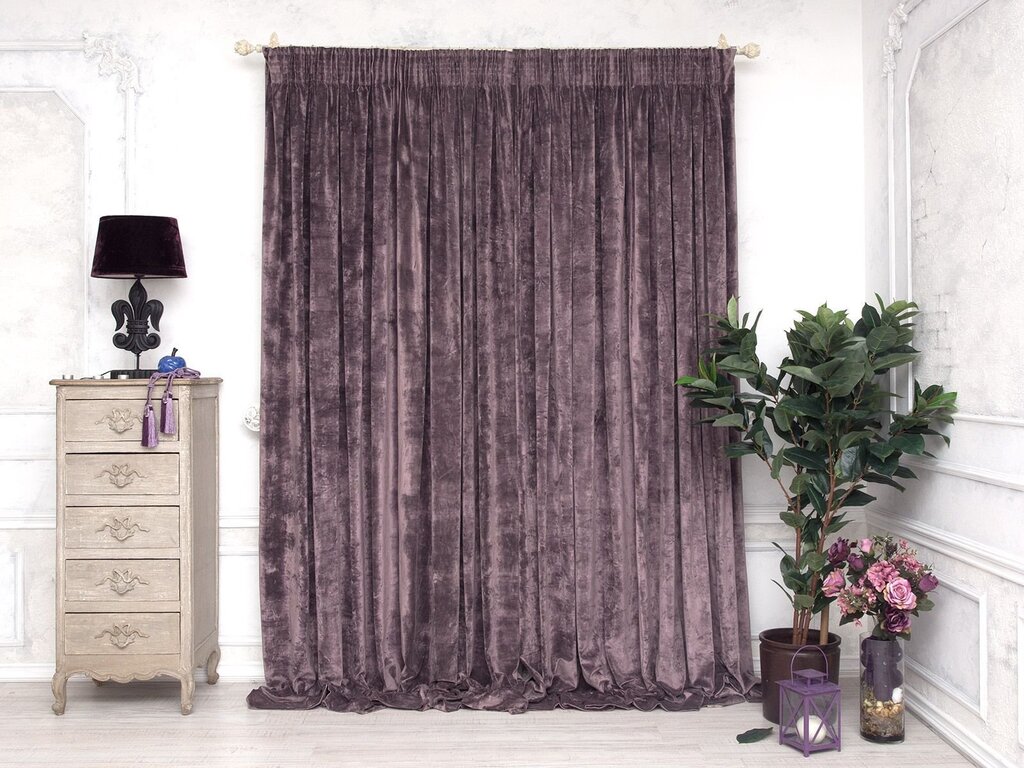 Velour curtains in the interior