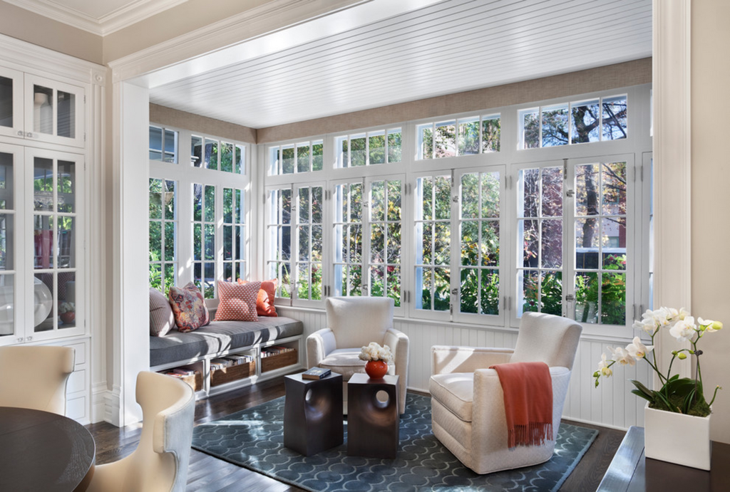 Veranda with large windows