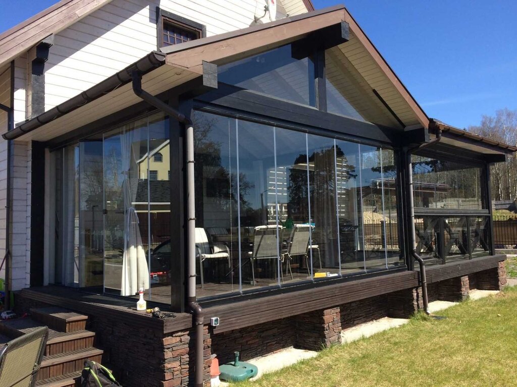 Veranda with panoramic windows