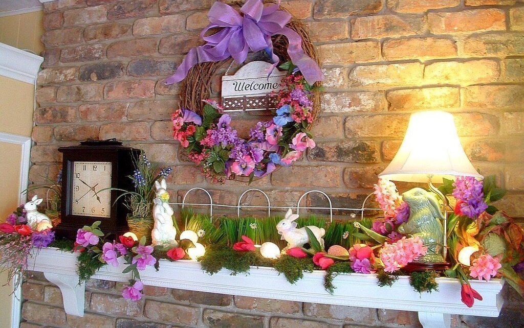 Spring fireplace decor 35 фото