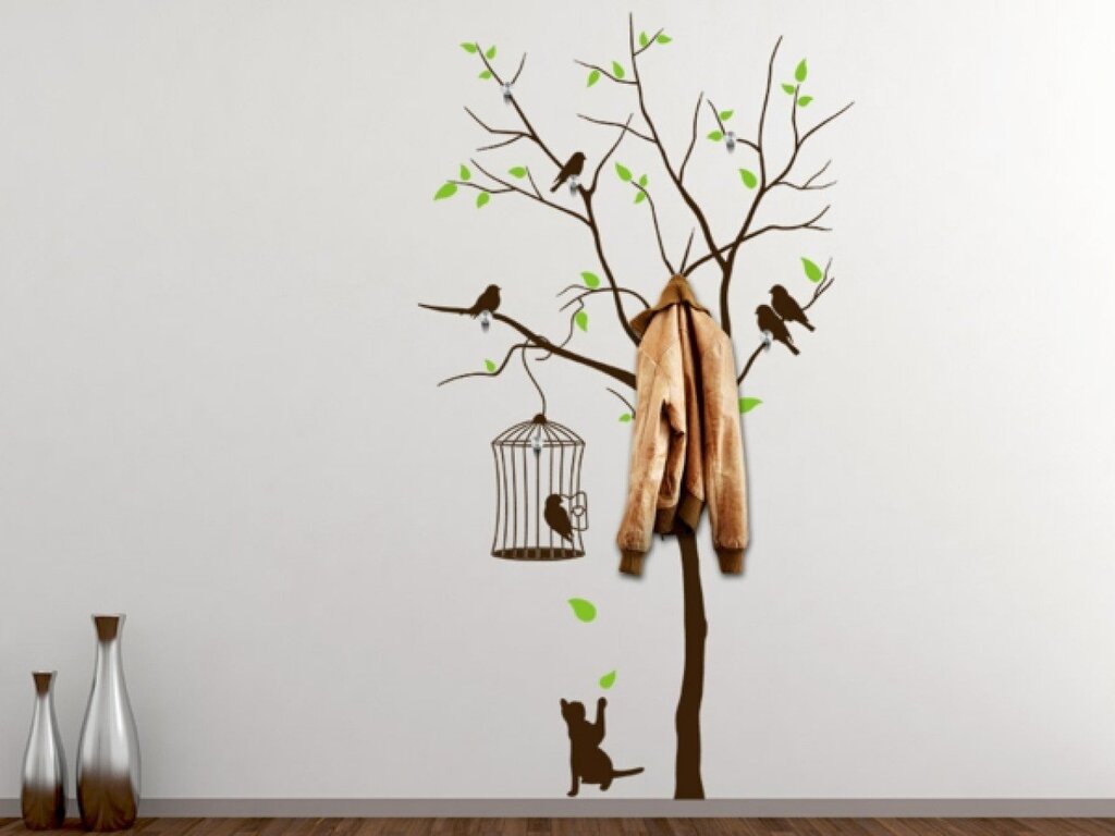 Wall-mounted wooden hanger