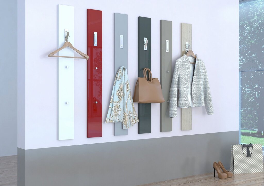 A coat rack with a mirror for the hallway