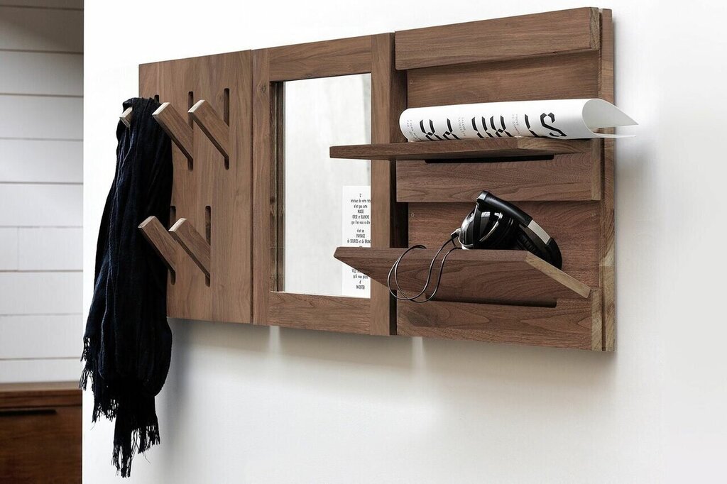 A coat rack in the hallway