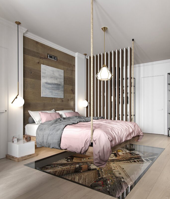 Highlighting the bed area in the bedroom