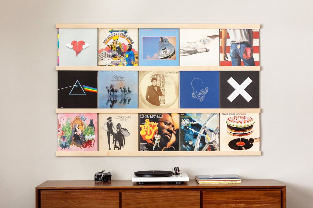 Vinyl records on the wall