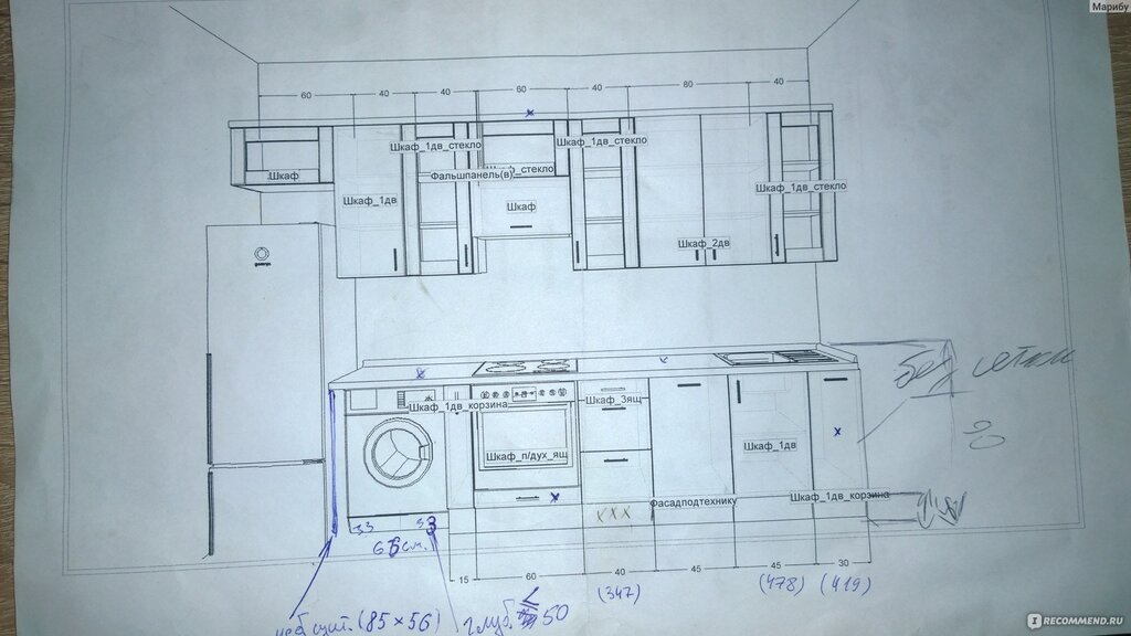 The height of the Leroy Merlin kitchen with countertop