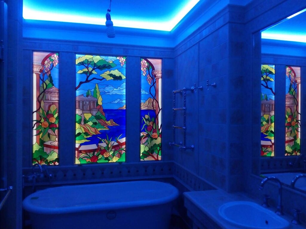 Stained glass in the bathroom