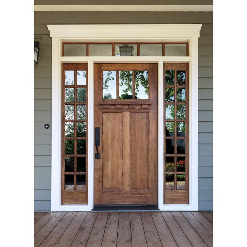 Wooden entrance door with glass