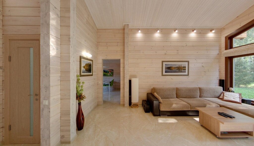 Interior finishing of a house made of profiled timber