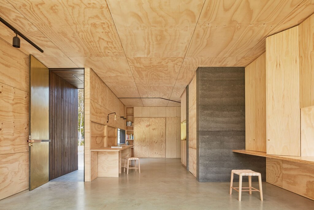 Interior finishing of a frame house with plywood