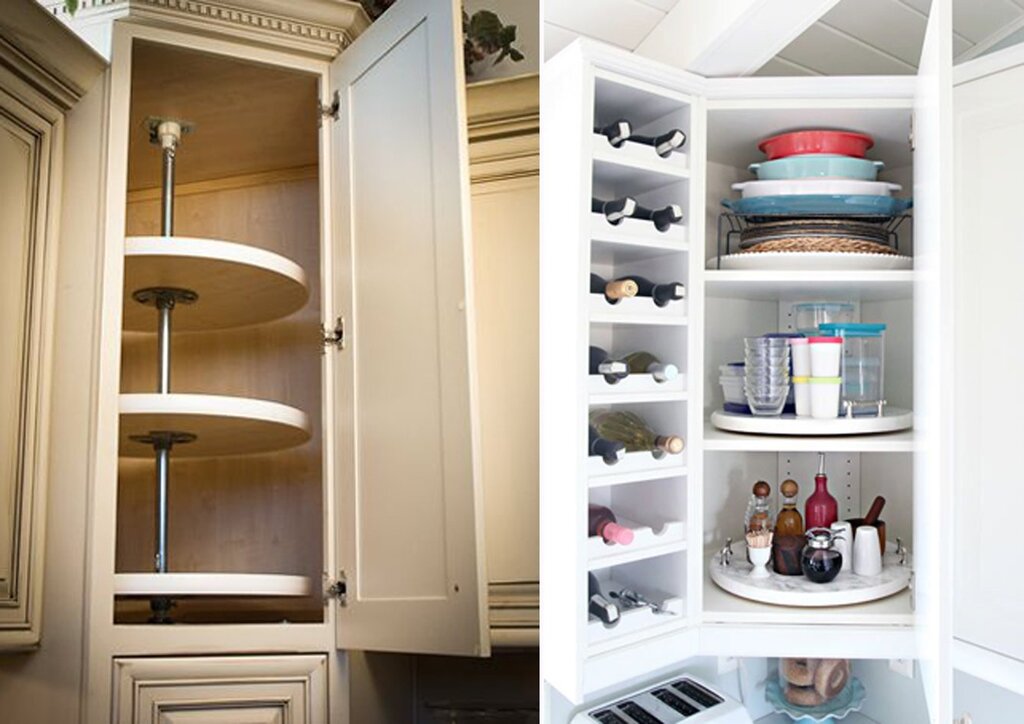 Rotating shelves for the kitchen