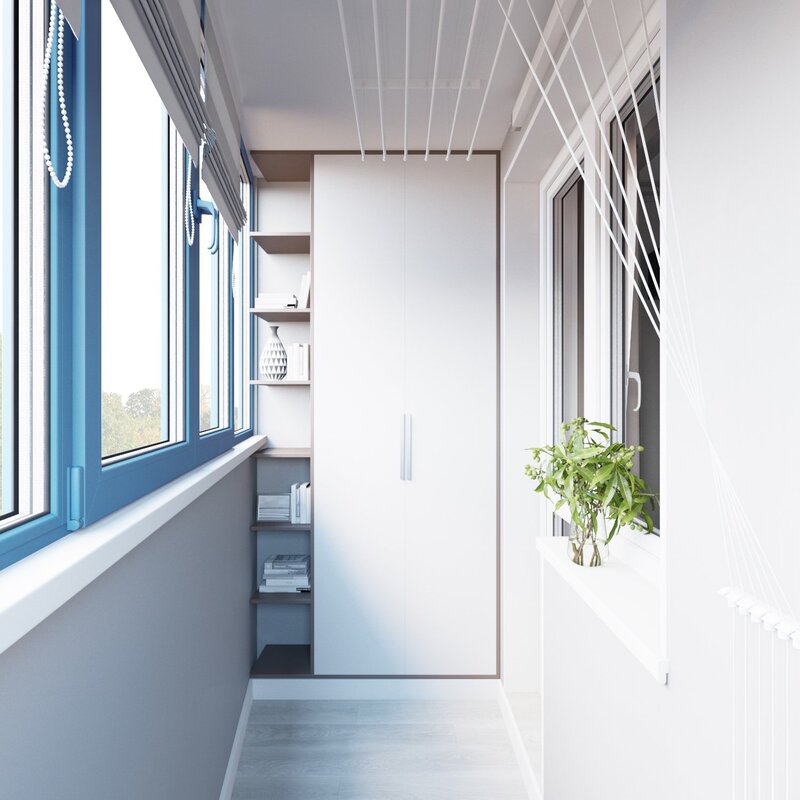 Built-in wardrobes on the balcony