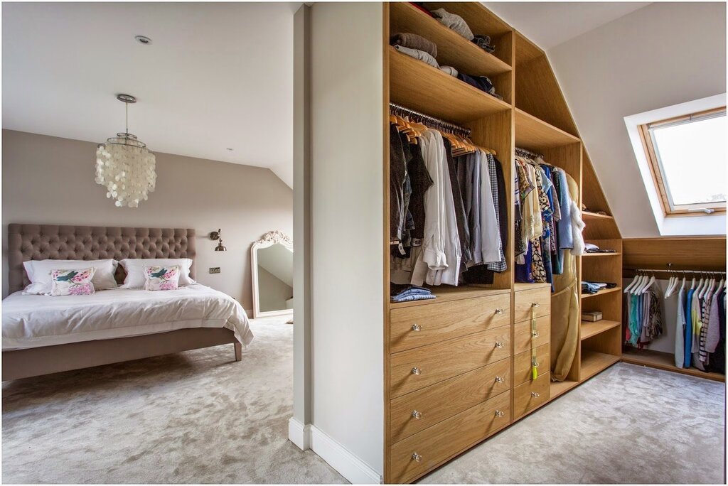 Built-in wardrobes in the attic